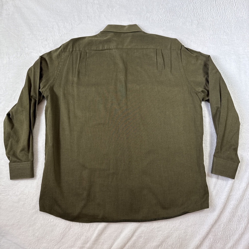 BOSS Hugo Boss Men's Hunter Green 100% Cotton Mother‎ of Pearl Button Up Large - Picture 5 of 7